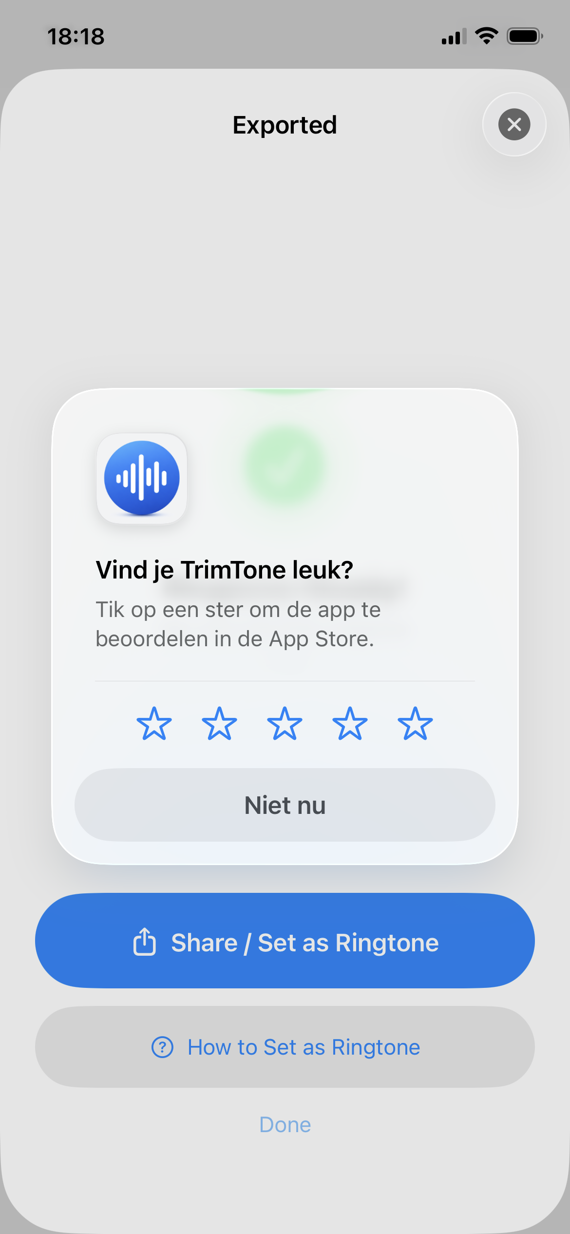 Export and set ringtone